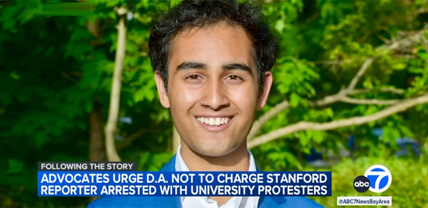 Arrest of Stanford student journalist covering barricaded pro-Palestinian protest gets pushback